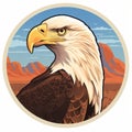 Bald Eagle Sticker: Iconic American Bird In Flat Design