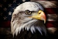 Majestic bald eagle on vintage grunge flag, symbolizing patriotism and national pride