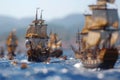 Majestic Battle wooden ship sea. Generate Ai Royalty Free Stock Photo