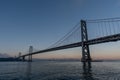 Majestic Bay Bridge vista in San Francisco at dusk Royalty Free Stock Photo