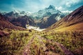 Majestic beautiful Fishtail Mountain in Annapurna mountain range Royalty Free Stock Photo