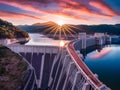 The Majestic Beauty of a Hydroelectric Sunset Royalty Free Stock Photo