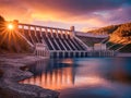 The Majestic Beauty of a Hydroelectric Sunset Royalty Free Stock Photo