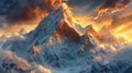 The majestic beauty of snow-capped mountains at sunrise, a sight to behold