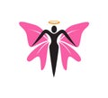 the majestic and beauty woman with butterfly wings logo design Royalty Free Stock Photo