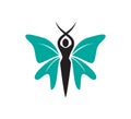 the majestic and beauty woman with butterfly wings logo design