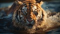Majestic Bengal tiger, fierce and focused, staring into camera generated by AI Royalty Free Stock Photo