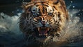 Majestic Bengal tiger, fierce and furious, staring into the camera generated by AI Royalty Free Stock Photo