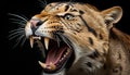 Majestic Bengal tiger roaring, fierce eyes, dangerous teeth generated by AI