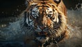 Majestic Bengal tiger walking, staring, fierce in the wild generated by AI Royalty Free Stock Photo
