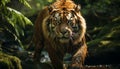 Majestic Bengal tiger walking in tropical rainforest, staring at camera generated by AI Royalty Free Stock Photo