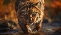 Majestic Bengal tiger walking in the wild, staring at camera generated by AI Royalty Free Stock Photo