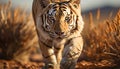 Majestic Bengal tiger walking in the wild, staring fiercely generated by AI Royalty Free Stock Photo