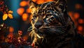 Majestic Bengal tiger, wildcat, staring with yellow eyes in forest generated by AI Royalty Free Stock Photo