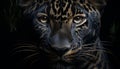 Majestic big cat staring, beauty in nature, black leopard, spotted generated by AI