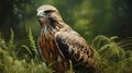 A Majestic Bird of Prey Perched in the Serene Grasslands