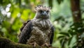 Majestic bird of prey perching on branch generated by AI