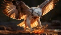 Majestic bird of prey soaring in nature freedom generated by AI