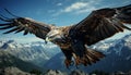 Majestic bird of prey soaring over snowy mountain landscape generated by AI Royalty Free Stock Photo