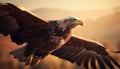 Majestic bird of prey soars in tranquility generated by AI