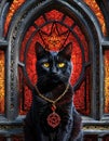 Majestic Black Cat and Mystical Window