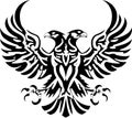 Majestic black double headed eagle silhouette with spread wings Royalty Free Stock Photo