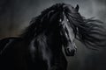 Majestic Black horse portrait. Generate Ai Royalty Free Stock Photo