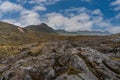 The majestic black lagoon in the snowy park where the Nevado del Ruiz