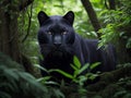 Majestic black panther in jungles, wild nature, Brazil