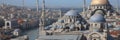 The majestic Blue Mosque in the city of Istanbul, Turkey, with a fifty-five-domed ensemble