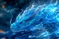 Majestic Blue Water Dragon Gliding through Mystical Underwater World in Ethereal Light