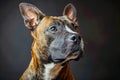 Majestic Brindle Boxer Dog Portrait with Intense Gaze Against Dark Background High Quality Breed Specific Dog Photography for Royalty Free Stock Photo