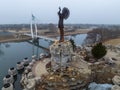 Bronze statue of the Keeper of the Plains in Wichita, Kansas