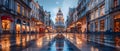 Majestic Brussels Gallery at Twilight: Elegance in Stillness.. Concept Twilight Photography, Royalty Free Stock Photo