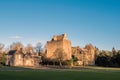 Majestic Buildings of Dean castle in Late Afternoon Sunlight in Royalty Free Stock Photo