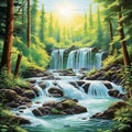 Majestic Cascade in Enchanting Forest Setting