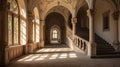 Majestic Castle Interior: Grand Hall and Sweeping Staircase