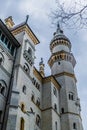 Majestic castle, with large towers atop a grand stone structure in the Bavarian Alps, Germany