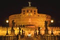 Majestic Castle of Saint Angel over the Tiber river by night in Rome, Italy