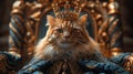 Majestic cat with crown - generative ai Royalty Free Stock Photo