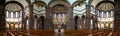 Majestic catholic church interior panoramic view Royalty Free Stock Photo