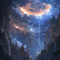 Majestic Cavern with a Sky High Ceiling with lightning Royalty Free Stock Photo