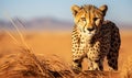 Majestic Cheetah in Desert Dunes Royalty Free Stock Photo