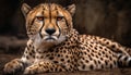 Majestic cheetah, endangered beauty in nature, staring at camera generated by AI Royalty Free Stock Photo