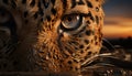 Majestic cheetah staring, beauty in nature, wildcat fierce gaze generated by AI Royalty Free Stock Photo