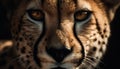 Majestic cheetah staring at camera, fur and whiskers in focus generated by AI Royalty Free Stock Photo