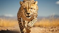 Majestic cheetah walking in African savannah, staring at sunset generated by AI Royalty Free Stock Photo