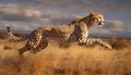 Majestic cheetah walking in African savannah, watching nature generated by AI Royalty Free Stock Photo