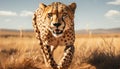 Majestic cheetah walking in the African wilderness, watching the sunset generated by AI Royalty Free Stock Photo