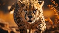 Majestic cheetah walking, staring, beauty in nature generated by AI Royalty Free Stock Photo